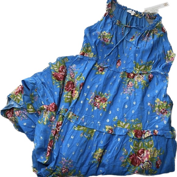 NWT Anthro House Of Harlow 1960 Helena Floral Halter Maxi Dress Blue Size XS - Picture 5 of 14